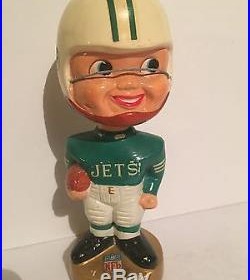 Vintage NFL Football New York Jets Gold Base Bobble Head Nodder Doll 1960