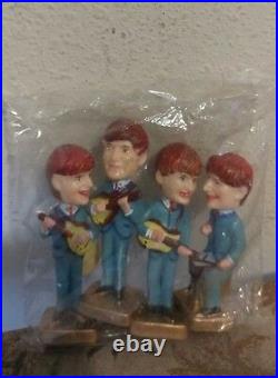 Vintage New In Package THE BEATLES Cake Toppers Bobblehead Nodders. Sealed
