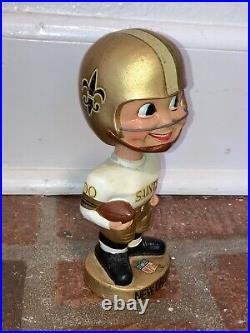 Vintage New Orleans Saints NFL Football Gold Base BOBBLEHEAD 1960's 00 Jersey