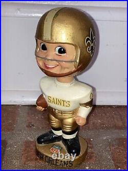 Vintage New Orleans Saints NFL Football Gold Base BOBBLEHEAD 1960's 00 Jersey
