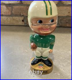 Vintage New York Jets Bobblehead Nodder NFL Football Gold Base Vintage New York Jets Bobblehead Nodder NFL Football Gold Base