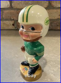 Vintage New York Jets Bobblehead Nodder NFL Football Gold Base Vintage New York Jets Bobblehead Nodder NFL Football Gold Base