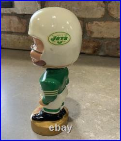 Vintage New York Jets Bobblehead Nodder NFL Football Gold Base Vintage New York Jets Bobblehead Nodder NFL Football Gold Base