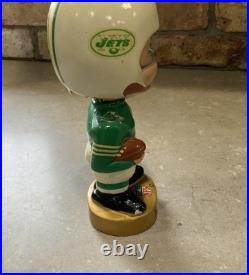 Vintage New York Jets Bobblehead Nodder NFL Football Gold Base Vintage New York Jets Bobblehead Nodder NFL Football Gold Base