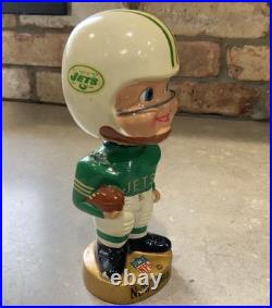 Vintage New York Jets Bobblehead Nodder NFL Football Gold Base Vintage New York Jets Bobblehead Nodder NFL Football Gold Base