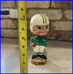 Vintage New York Jets Bobblehead Nodder NFL Football Gold Base Vintage New York Jets Bobblehead Nodder NFL Football Gold Base