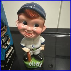 Vintage New York Yankees Bobblehead Nodder With Original Box. Pink Face. Very Rare