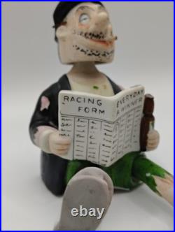 Vintage Nodder Gambling Man Homeless Drinking Smoking BobbleHead Japan Plz Read