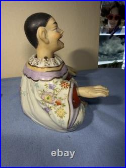 Vintage Nodder With Hand, Head And Tongue Movement-handpainted Marked N In C-6t