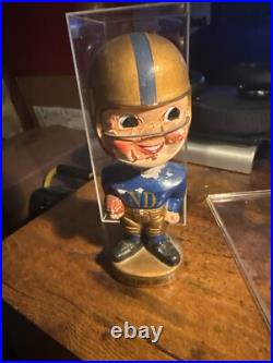 Vintage Notre Dame Round Gold Base BOBBLEHEAD 1967 NCAA Nodder Fighting Irish