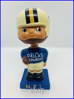 Vintage Original 1960's Dallas Cowboys Bobble Head Nodder Square Blue Base
