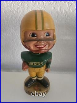 Vintage Original 1965 Green Bay Packers NFL Football Gold Base BOBBLEHEAD Nodder