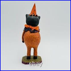 Vintage Paper Mache Halloween Cat Bobble Head Figurine Pumpkin Spider RARE