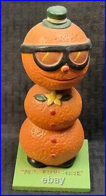 Vintage Paper Mache Rompas Room Orange Snowman Nodder Bobblehead Rare