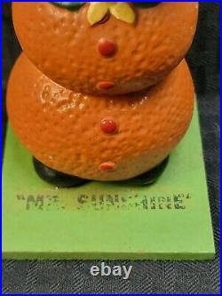 Vintage Paper Mache Rompas Room Orange Snowman Nodder Bobblehead Rare