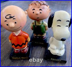 Vintage Peanuts Charlie Brown Snoopy Bobble Head Doll Set 1959