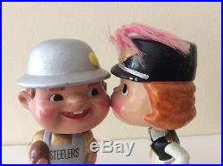 Vintage Pittsburg Steelers Kissing Couple Bobble Heads