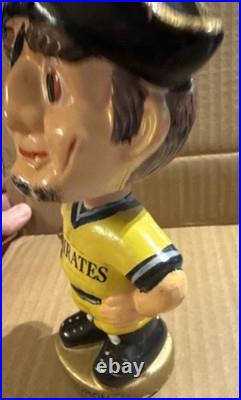 Vintage Pittsburgh Pirates Bobble Head Baseball Figurine Yellow Uniform