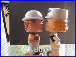 Vintage Pittsburgh Steelers Kissing Boy and Girl Bobble Head Dolls Japan