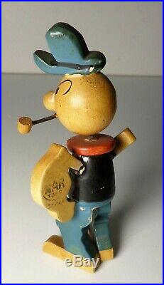 Vintage Popeye 1940 Wooden Bobble Head / Nodder King Feature Line Mar Toy Japan