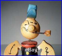 Vintage Popeye 1940's Wooden Nodder Bobble Head King Feature Linemar Toy Japan