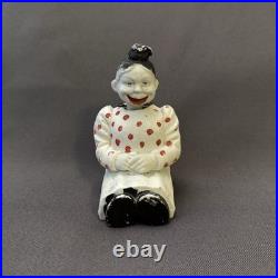 Vintage Porcelain Bobble Head Nodder Sitting Lady Red Polka Dot Top Circa