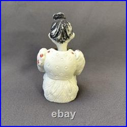Vintage Porcelain Bobble Head Nodder Sitting Lady Red Polka Dot Top Circa