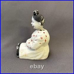 Vintage Porcelain Bobble Head Nodder Sitting Lady Red Polka Dot Top Circa
