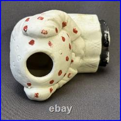 Vintage Porcelain Bobble Head Nodder Sitting Lady Red Polka Dot Top Circa
