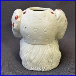 Vintage Porcelain Bobble Head Nodder Sitting Lady Red Polka Dot Top Circa