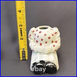 Vintage Porcelain Bobble Head Nodder Sitting Lady Red Polka Dot Top Circa