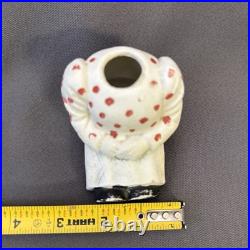 Vintage Porcelain Bobble Head Nodder Sitting Lady Red Polka Dot Top Circa