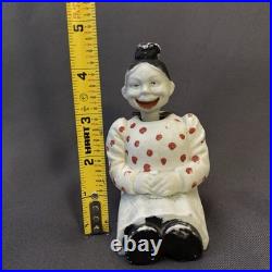 Vintage Porcelain Bobble Head Nodder Sitting Lady Red Polka Dot Top Circa