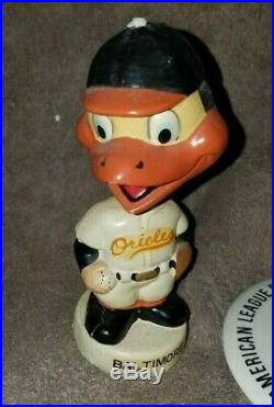 Vintage Rare Baltimore Orioles Mascot 1960's Bobblehead & Pin
