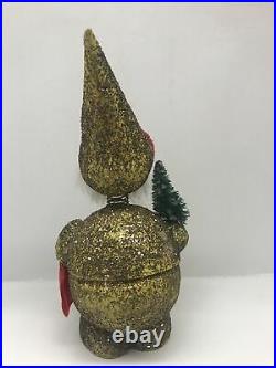 Vintage Santa Claus Notter, Bobble Head West German Candy Container Glitter Elf