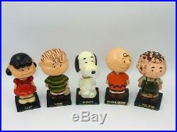 Vintage Set Of 5 Peanut Gang Bobbleheads Nodder Lego Japan