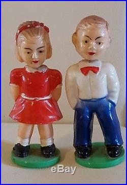 Vintage Small Boy and Girl Bobble Heads Nodders collectible