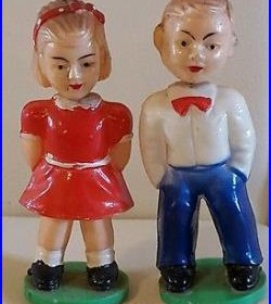 Vintage Small Boy and Girl Bobble Heads Nodders collectible