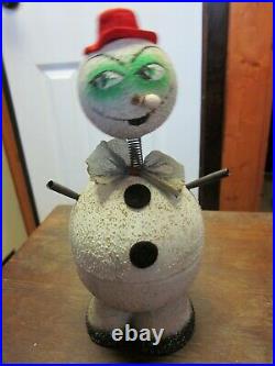 Vintage Snowman Bobble Head, Nodder, Candy Container, Made In Germany