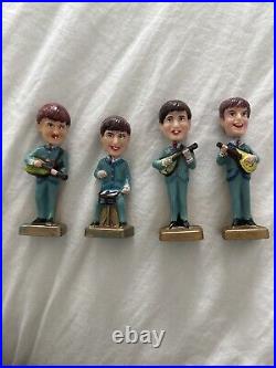 Vintage The Beatles Big Head Cake Toppers Plastic Bobbleheads 3.5-4 Inch