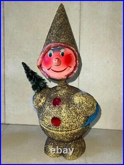 Vintage W. Germany 13 Candy Container Nodder Bobble Head ELF Glitter, 1950s