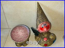 Vintage W. Germany 13 Candy Container Nodder Bobble Head ELF Glitter, 1950s