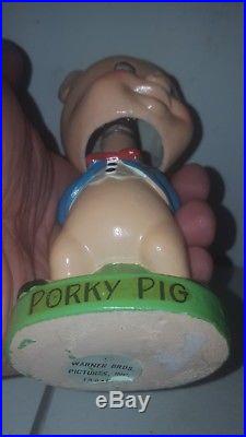 Vintage Warner Brothers Porky Pig Nodder Bobblehead Bobble Gem Mint All Original