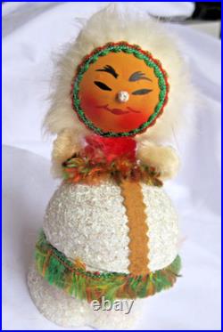 Vintage Xmas ESKIMO Candy Container BOBBLE HEAD 6 (15.5 cm) WESTERN GERMANY