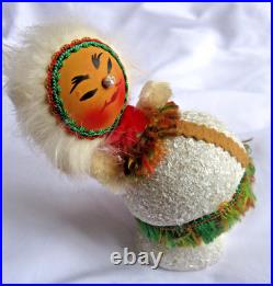 Vintage Xmas ESKIMO Candy Container BOBBLE HEAD 6 (15.5 cm) WESTERN GERMANY