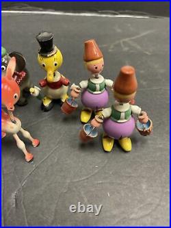 Vintage goula Spain nodder bobble head lot of 11 hand painted Spring Mounted