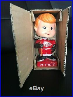 Vtg 1960's Detroit Red Wings 4 1/2 Mini Bobblehead Nodder withBox Original NOS