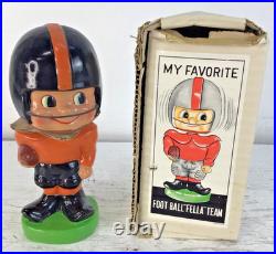 Vtg 1960's Football Fella Team Nodder Bobblehead With Box Japan Black/Orange