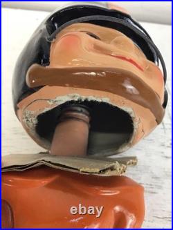Vtg 1960's Football Fella Team Nodder Bobblehead With Box Japan Black/Orange