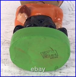 Vtg 1960's Football Fella Team Nodder Bobblehead With Box Japan Black/Orange